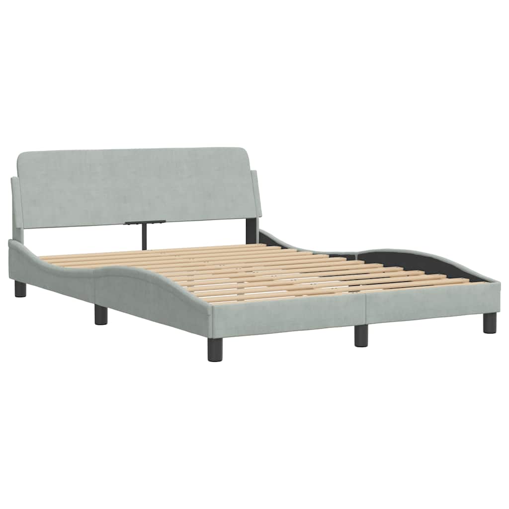 vidaXL Bed Frame "Dover" Light Grey 137x190 cm Velvet