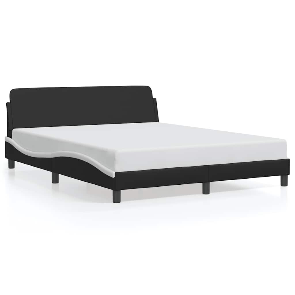 vidaXL Bed Frame "Dover" Black and White 152x203 cm Faux Leather