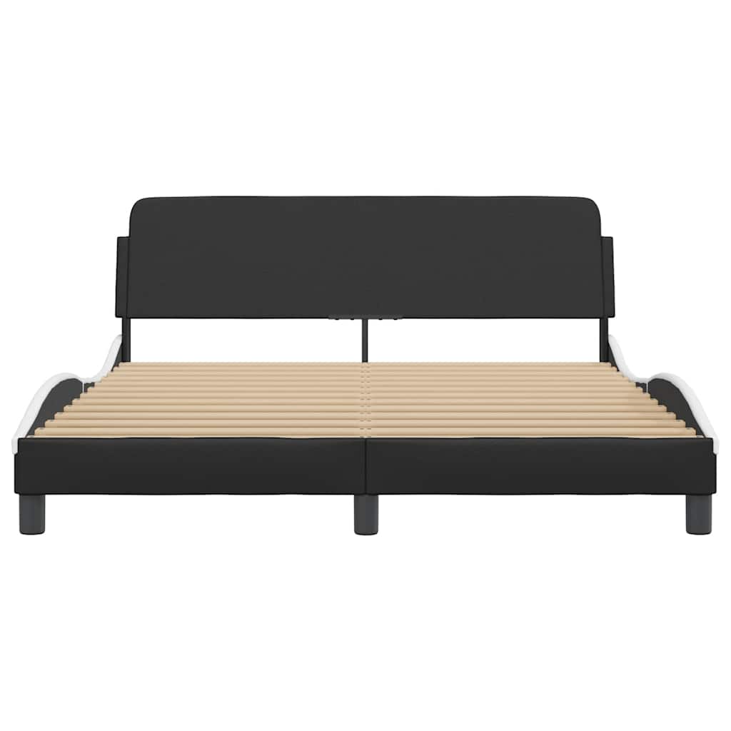 vidaXL Bed Frame "Dover" Black and White 152x203 cm Faux Leather