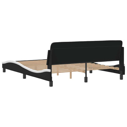 vidaXL Bed Frame "Dover" Black and White 152x203 cm Faux Leather