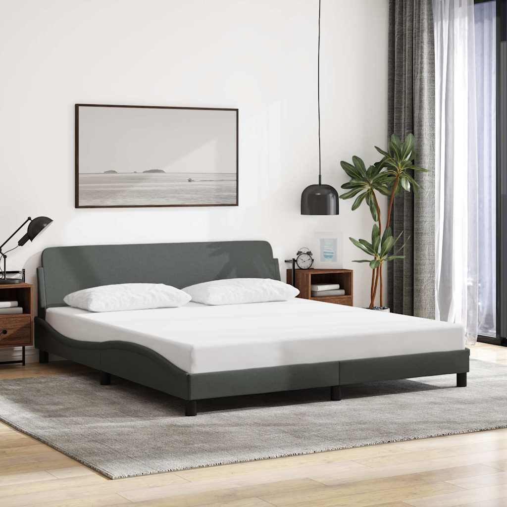 vidaXL Bed Frame "Dover" Dark Grey 183x213 cm Fabric