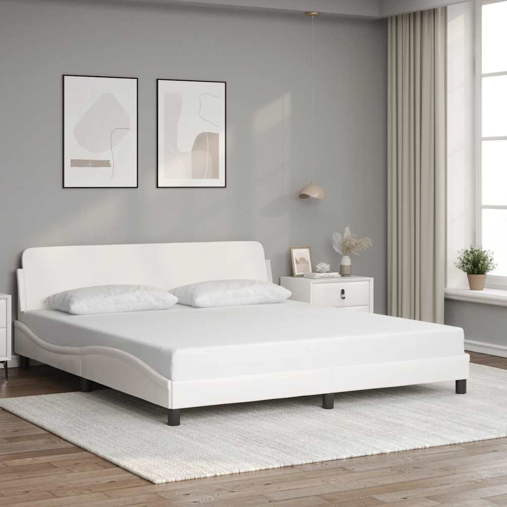 vidaXL Bed Frame "Dover" White 183x213 cm Faux Leather