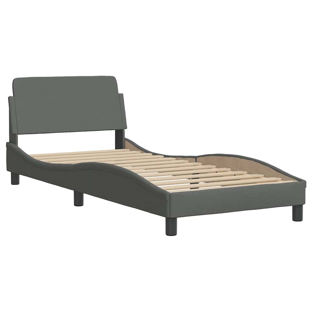 vidaXL Bed Frame "Dover" Dark Grey 90x190 cm Single Fabric