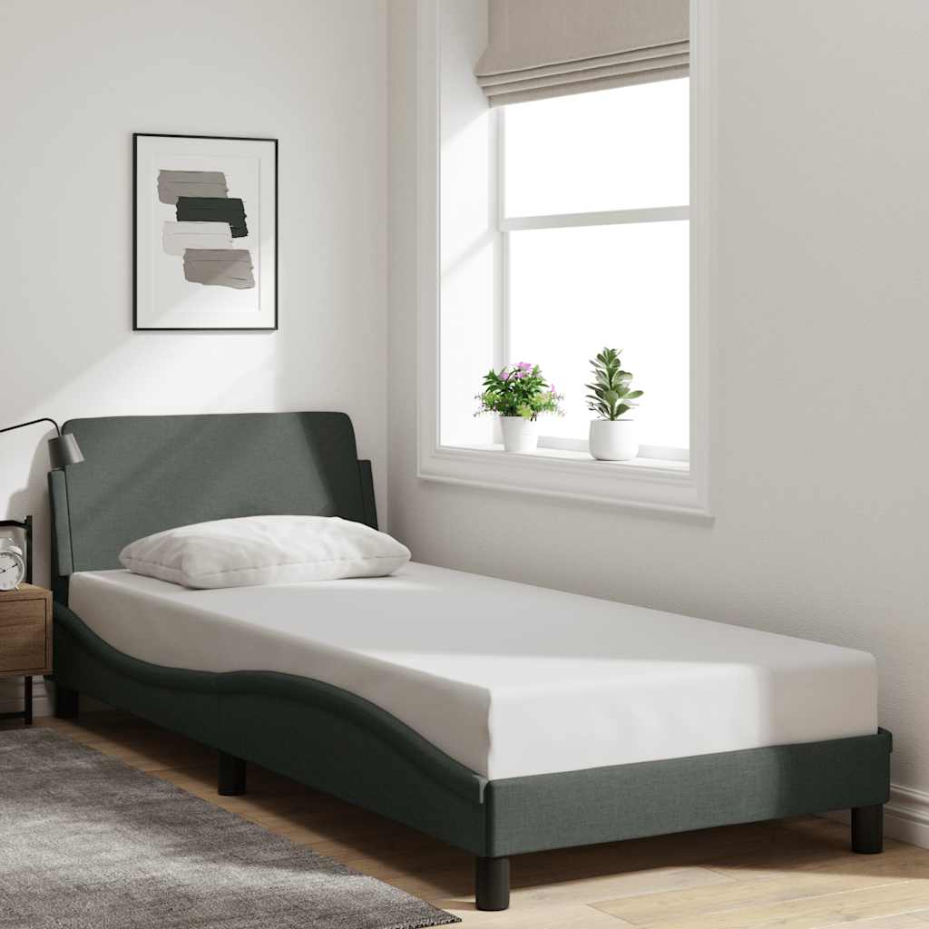 vidaXL Bed Frame "Dover" Dark Grey 90x190 cm Single Fabric