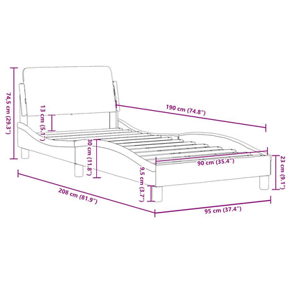 vidaXL Bed Frame "Dover" Light Grey 90x190 cm Single Velvet