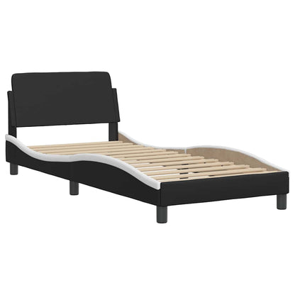 vidaXL Bed Frame "Dover" Black and White 90x190 cm Single Faux Leather
