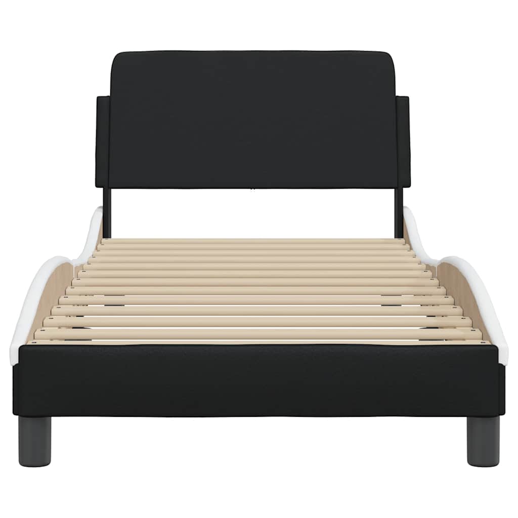 vidaXL Bed Frame "Dover" Black and White 90x190 cm Single Faux Leather