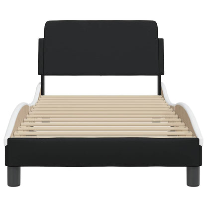 vidaXL Bed Frame "Dover" Black and White 90x190 cm Single Faux Leather