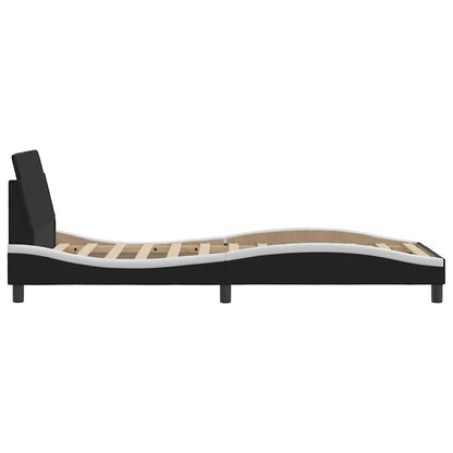 vidaXL Bed Frame "Dover" Black and White 90x190 cm Single Faux Leather