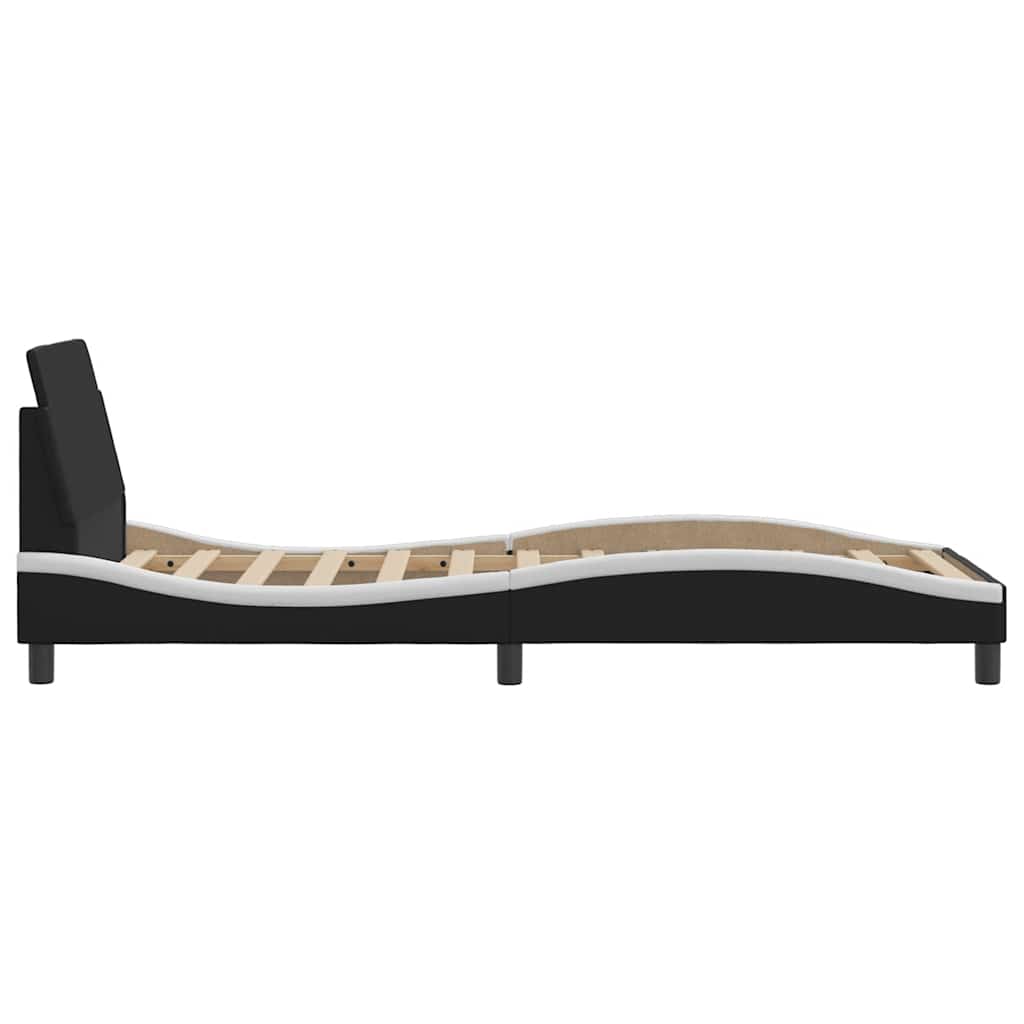 vidaXL Bed Frame "Dover" Black and White 90x190 cm Single Faux Leather