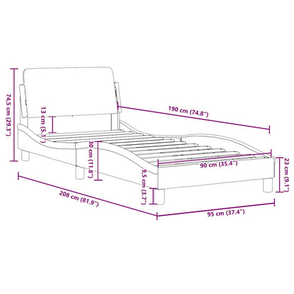 vidaXL Bed Frame "Dover" Black and White 90x190 cm Single Faux Leather