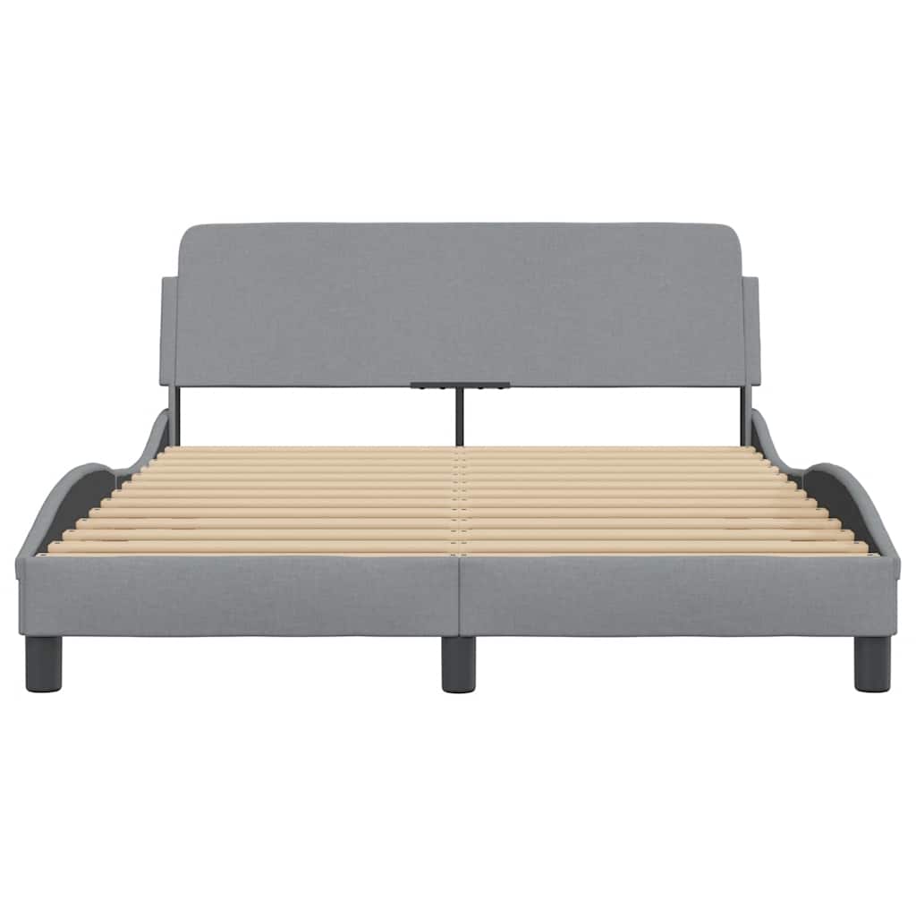 vidaXL Bed Frame "Dover" Light Grey 135x190 cm Double Fabric