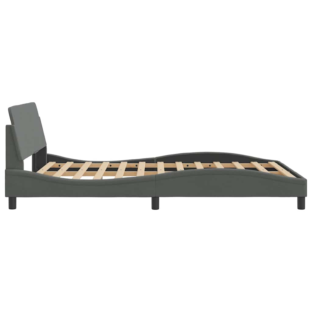 vidaXL Bed Frame "Dover" Dark Grey 135x190 cm Double Fabric