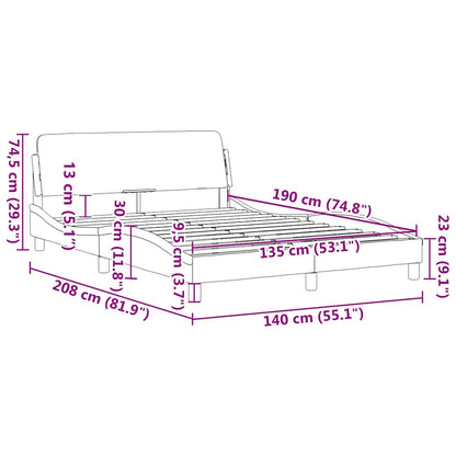 vidaXL Bed Frame "Dover" Dark Grey 135x190 cm Double Fabric