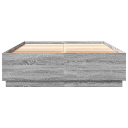vidaXL Bed Frame with LED without Mattress Grey Sonoma 160x200 cm