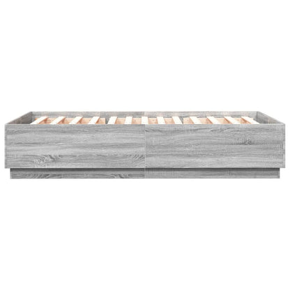 vidaXL Bed Frame with LED without Mattress Grey Sonoma 160x200 cm