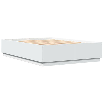 vidaXL Bed Frame with LED without Mattress White 150x200 cm King Size