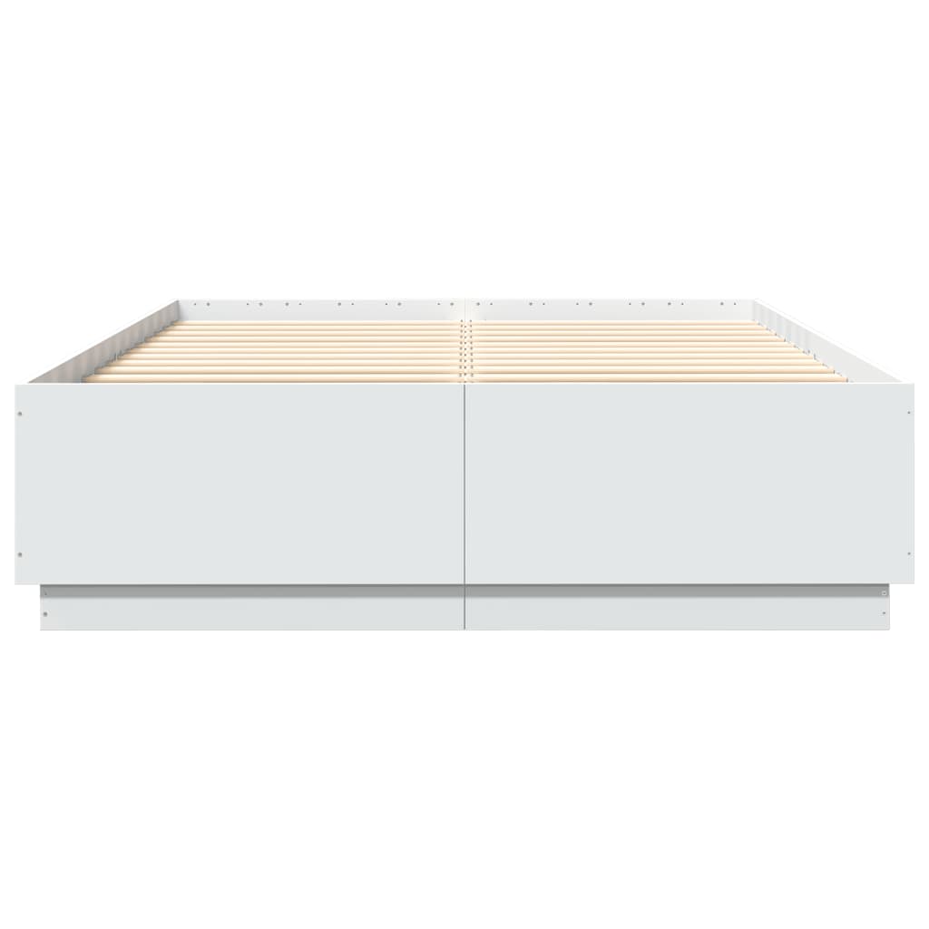 vidaXL Bed Frame with LED without Mattress White 150x200 cm King Size