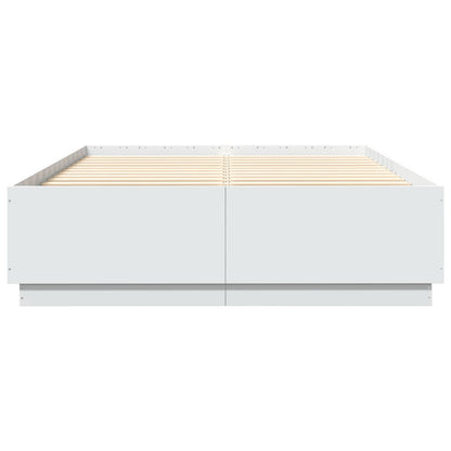 vidaXL Bed Frame with LED without Mattress White 150x200 cm King Size