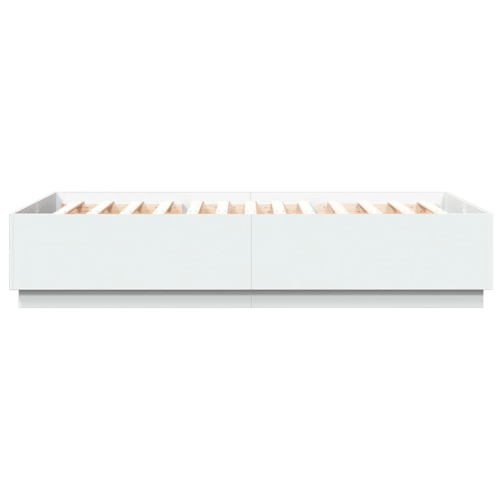 vidaXL Bed Frame with LED without Mattress White 150x200 cm King Size