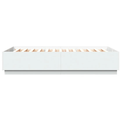 vidaXL Bed Frame with LED without Mattress White 150x200 cm King Size
