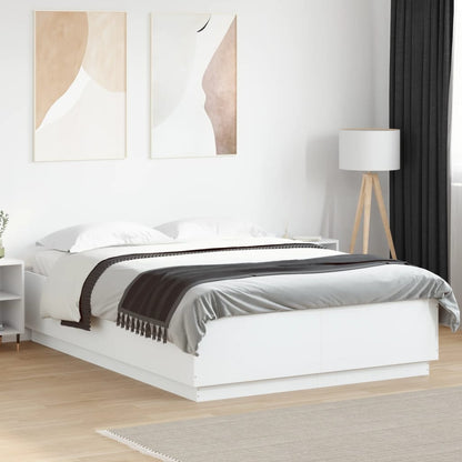 vidaXL Bed Frame with LED without Mattress White 150x200 cm King Size
