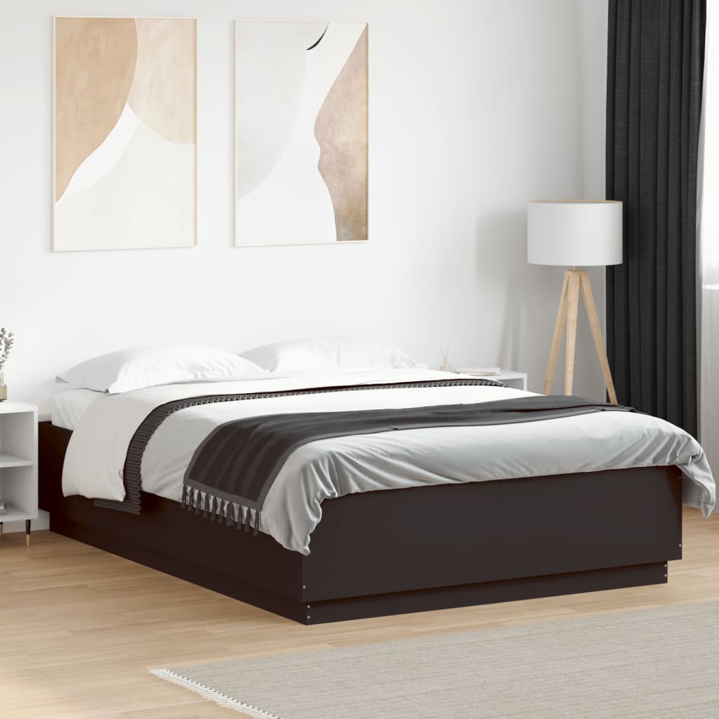 vidaXL Bed Frame with LED without Mattress Black 150x200 cm King Size