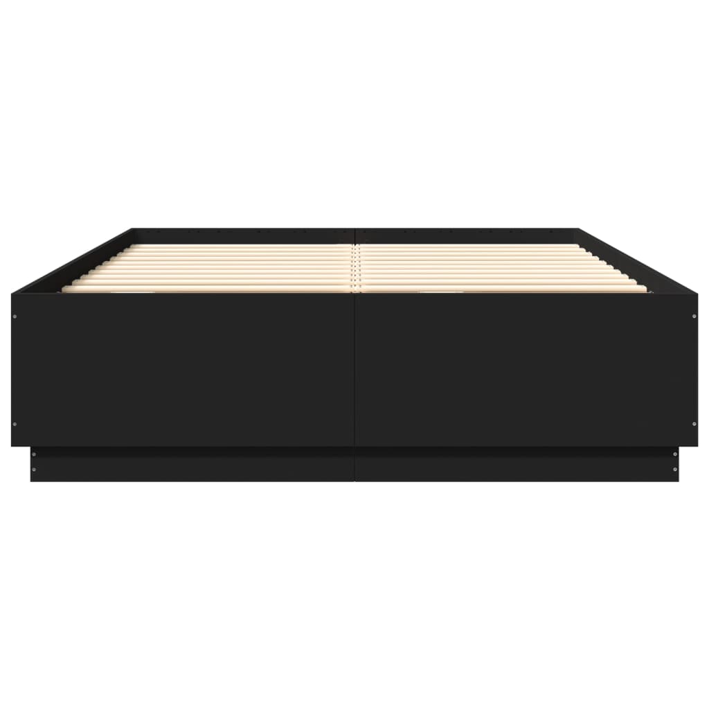 vidaXL Bed Frame with LED without Mattress Black 150x200 cm King Size