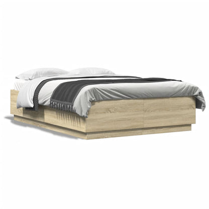 vidaXL Bed Frame with LED without Mattress Sonoma Oak 150x200 cm King Size