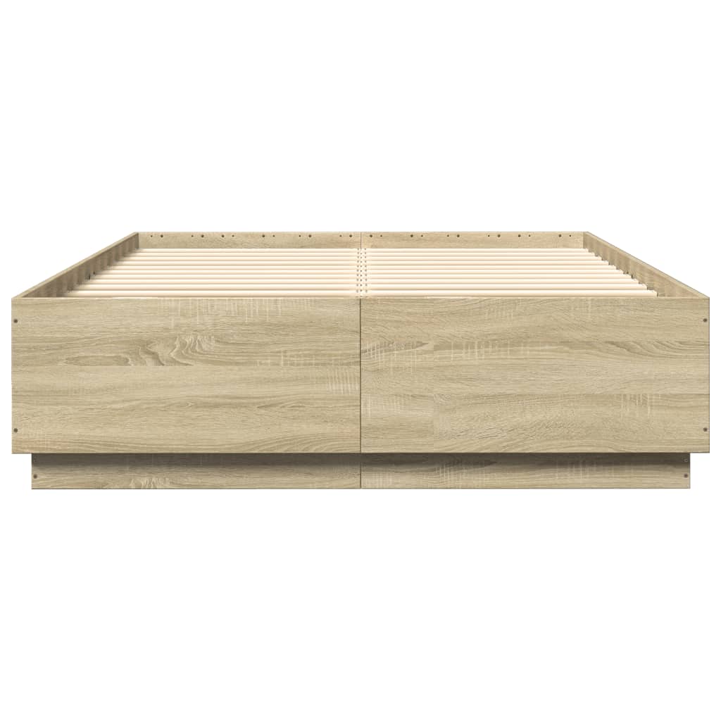 vidaXL Bed Frame with LED without Mattress Sonoma Oak 150x200 cm King Size