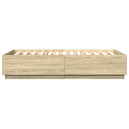 vidaXL Bed Frame with LED without Mattress Sonoma Oak 150x200 cm King Size
