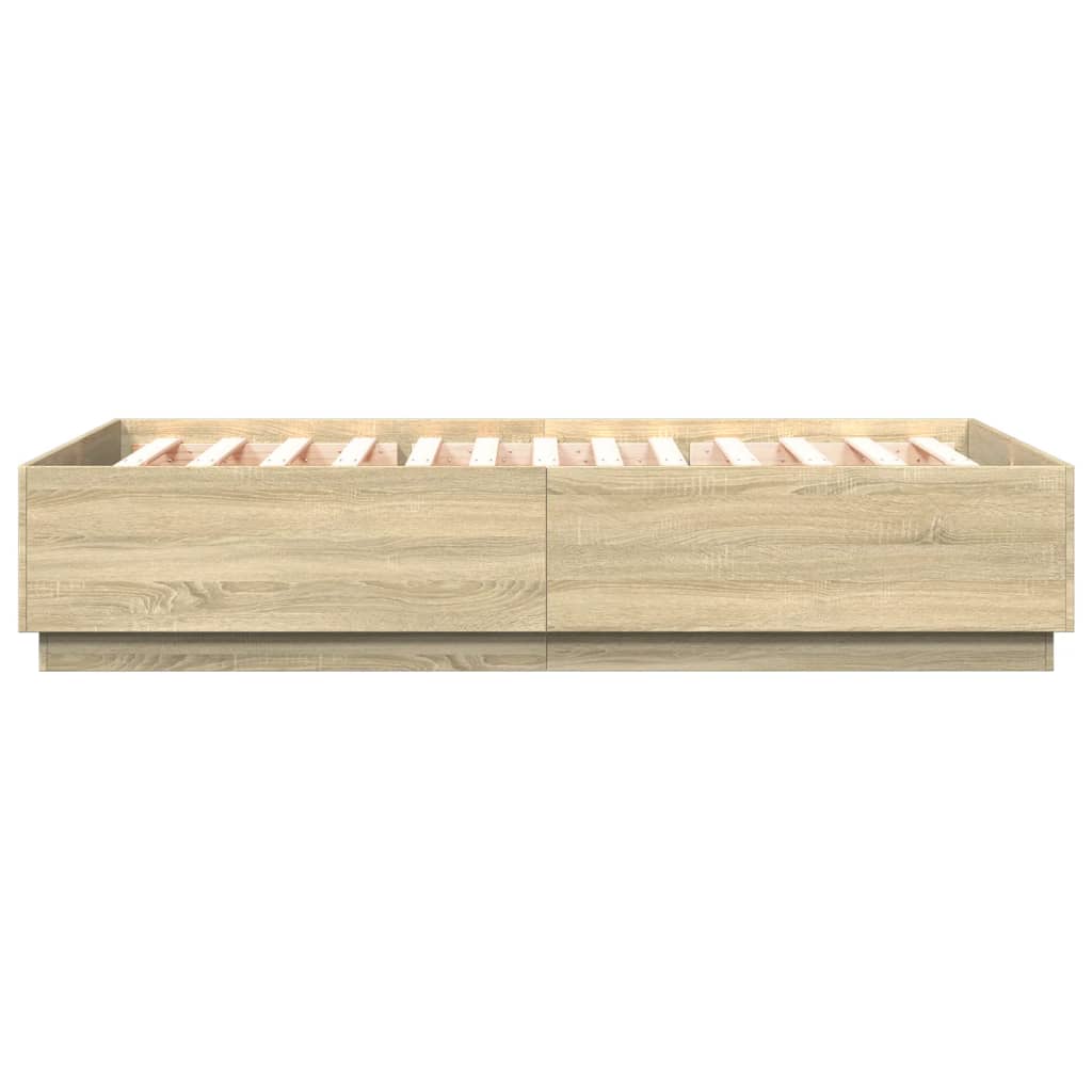 vidaXL Bed Frame with LED without Mattress Sonoma Oak 150x200 cm King Size