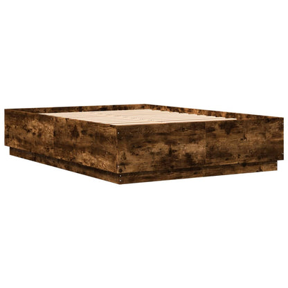 vidaXL Bed Frame with LED without Mattress Smoked Oak 150x200 cm