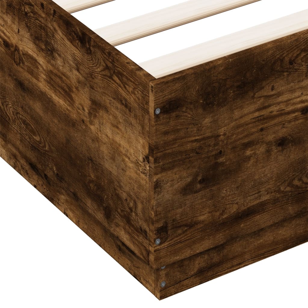 vidaXL Bed Frame with LED without Mattress Smoked Oak 150x200 cm