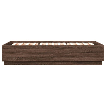 vidaXL Bed Frame with LED without Mattress Brown Oak 150x200 cm King Size