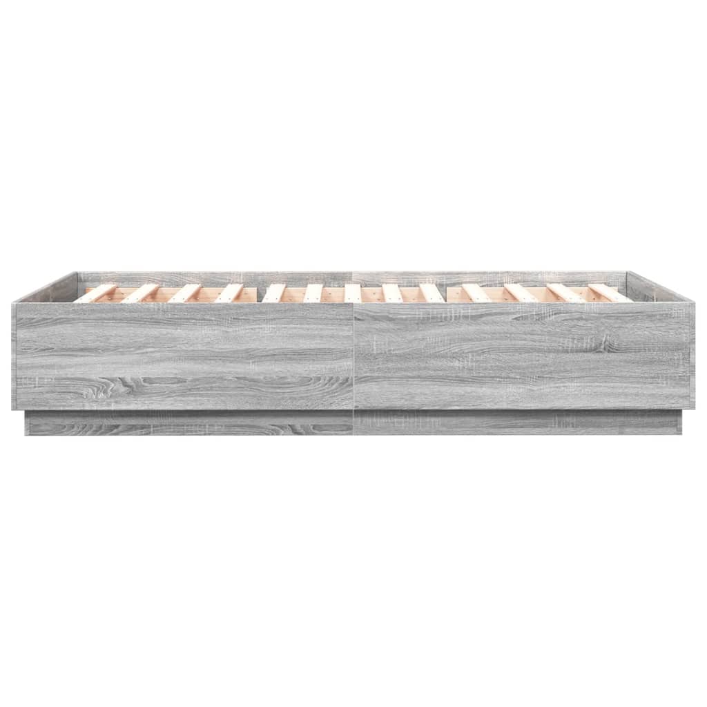 vidaXL Bed Frame with LED without Mattress Grey Sonoma 140x200 cm
