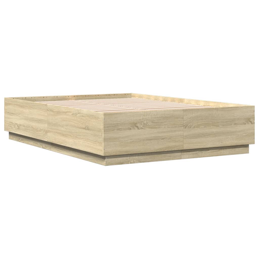 vidaXL Bed Frame with LED without Mattress Sonoma Oak 120x200 cm