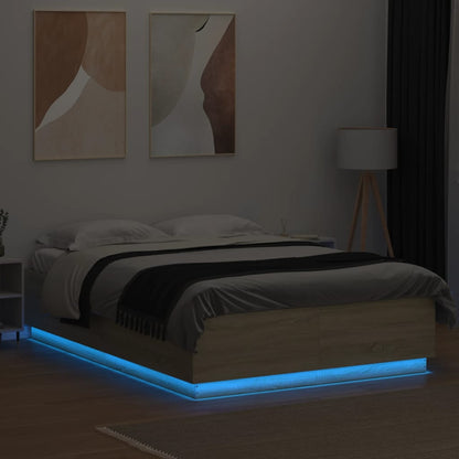 vidaXL Bed Frame with LED without Mattress Sonoma Oak 120x200 cm
