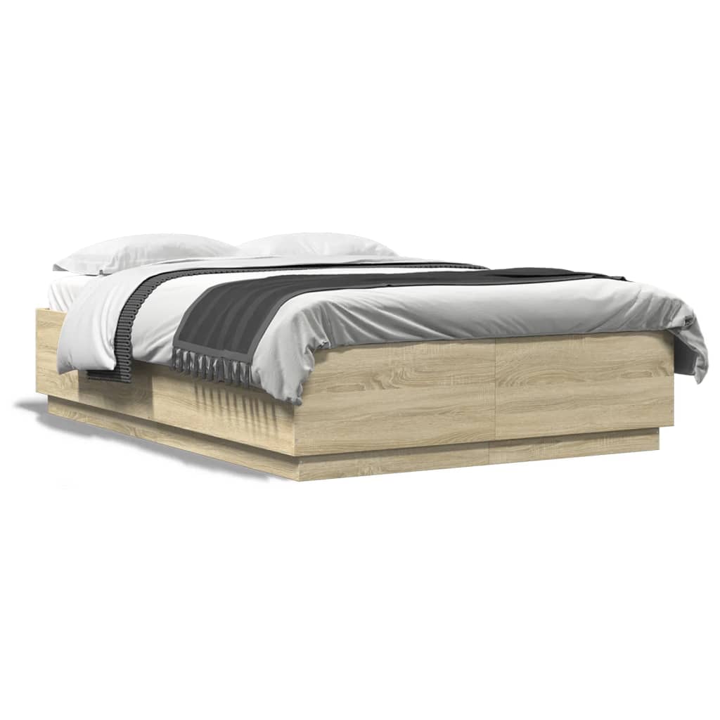 vidaXL Bed Frame with LED without Mattress Sonoma Oak 120x200 cm