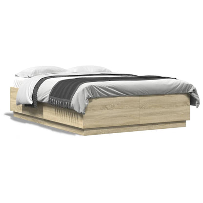 vidaXL Bed Frame with LED without Mattress Sonoma Oak 120x200 cm