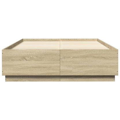 vidaXL Bed Frame with LED without Mattress Sonoma Oak 120x200 cm