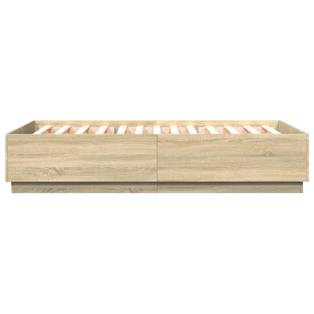 vidaXL Bed Frame with LED without Mattress Sonoma Oak 120x200 cm