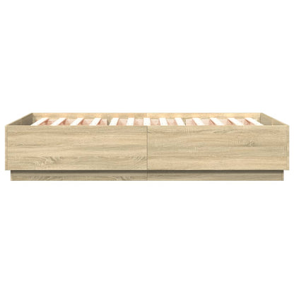 vidaXL Bed Frame with LED without Mattress Sonoma Oak 120x200 cm