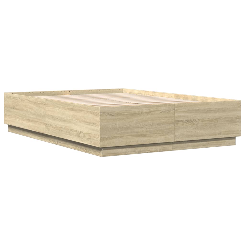 vidaXL Bed Frame with LED without Mattress Sonoma Oak 120x200 cm
