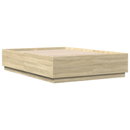 vidaXL Bed Frame with LED without Mattress Sonoma Oak 120x200 cm
