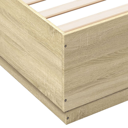 vidaXL Bed Frame with LED without Mattress Sonoma Oak 120x200 cm