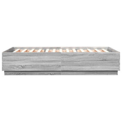 vidaXL Bed Frame with LED without Mattress Grey Sonoma 120x200 cm