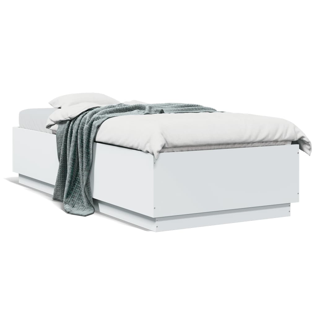 vidaXL Bed Frame with LED without Mattress White 100x200 cm