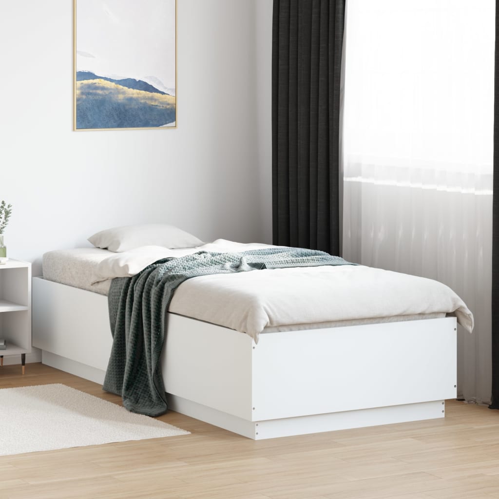 vidaXL Bed Frame with LED without Mattress White 100x200 cm
