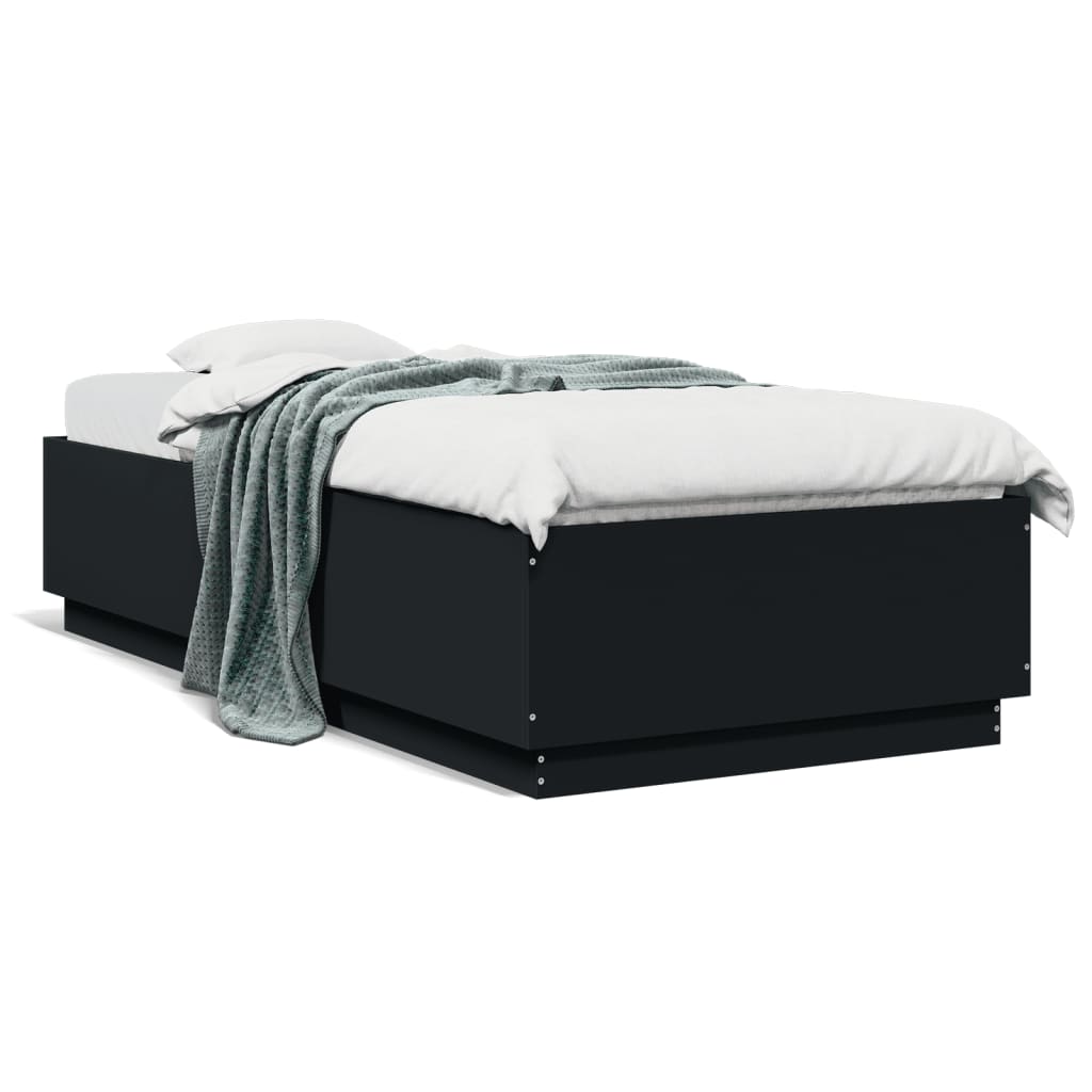 vidaXL Bed Frame with LED without Mattress Black 100x200 cm